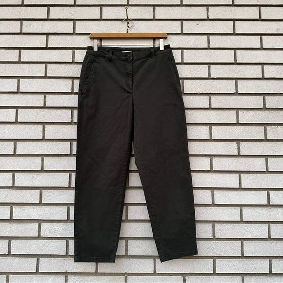 Eileen Fisher Organic Cotton Hemp Tapered Pant Seaweed Green - Picture 3 of 13